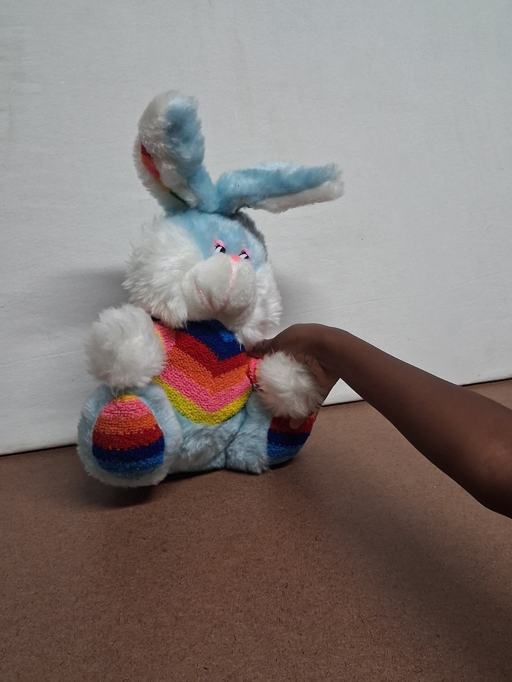 Plush Rainbow Heart Bunny Stuffed Toy - Blue